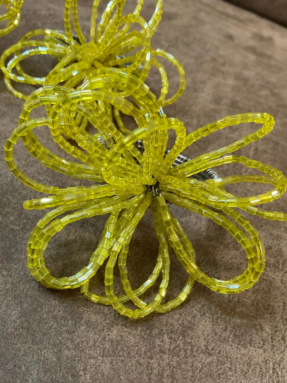 Pier 1 Yellow Beaded Shimmer Napkin Rings